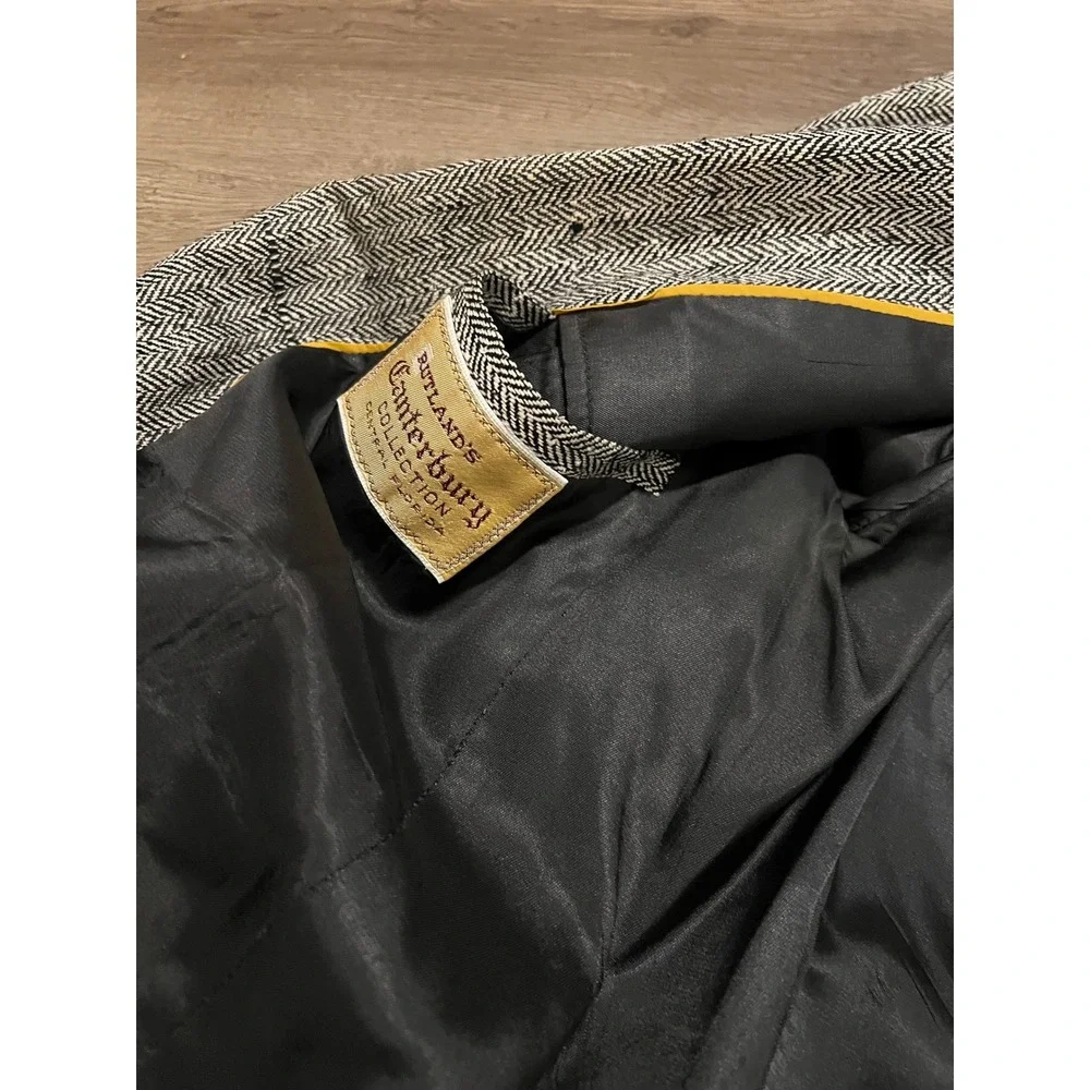 Rutlands Canterbury Collection Mens Herringbone Blazer Sport Coat Black‎ White
